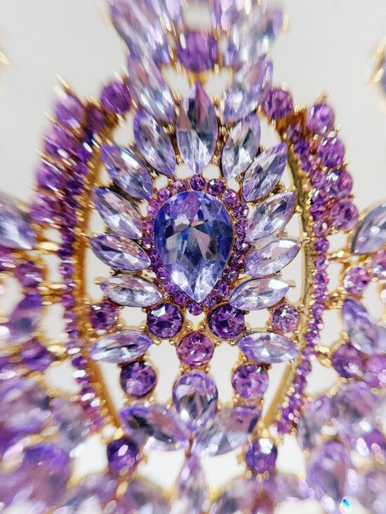 Lavender Crystal Crown, Gold birthday Crown, Homecoming Tiara, Royal Queen Crown